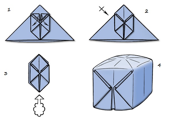 снеговик оригами для начинающих