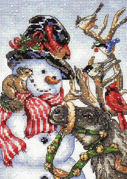 Схема новогодней вышивки: снеговик
